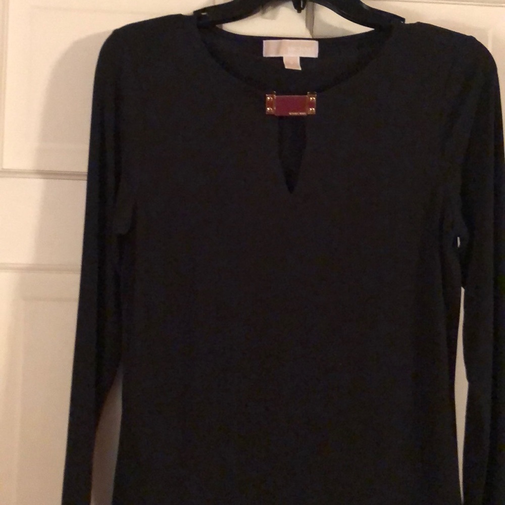 Michael kors black top with gold metal